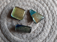 Yellow & blue ART GLASS pendants - ALL 3 for only $10! **gifts**
