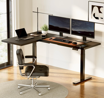 Black L-shape Tabletop for Standing Desk, View more