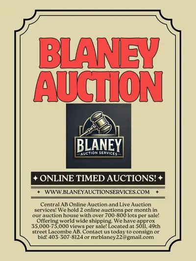 2 auctions per month with furniture, tools, antiques, collections, kitchen appliances, coin, jewelry...