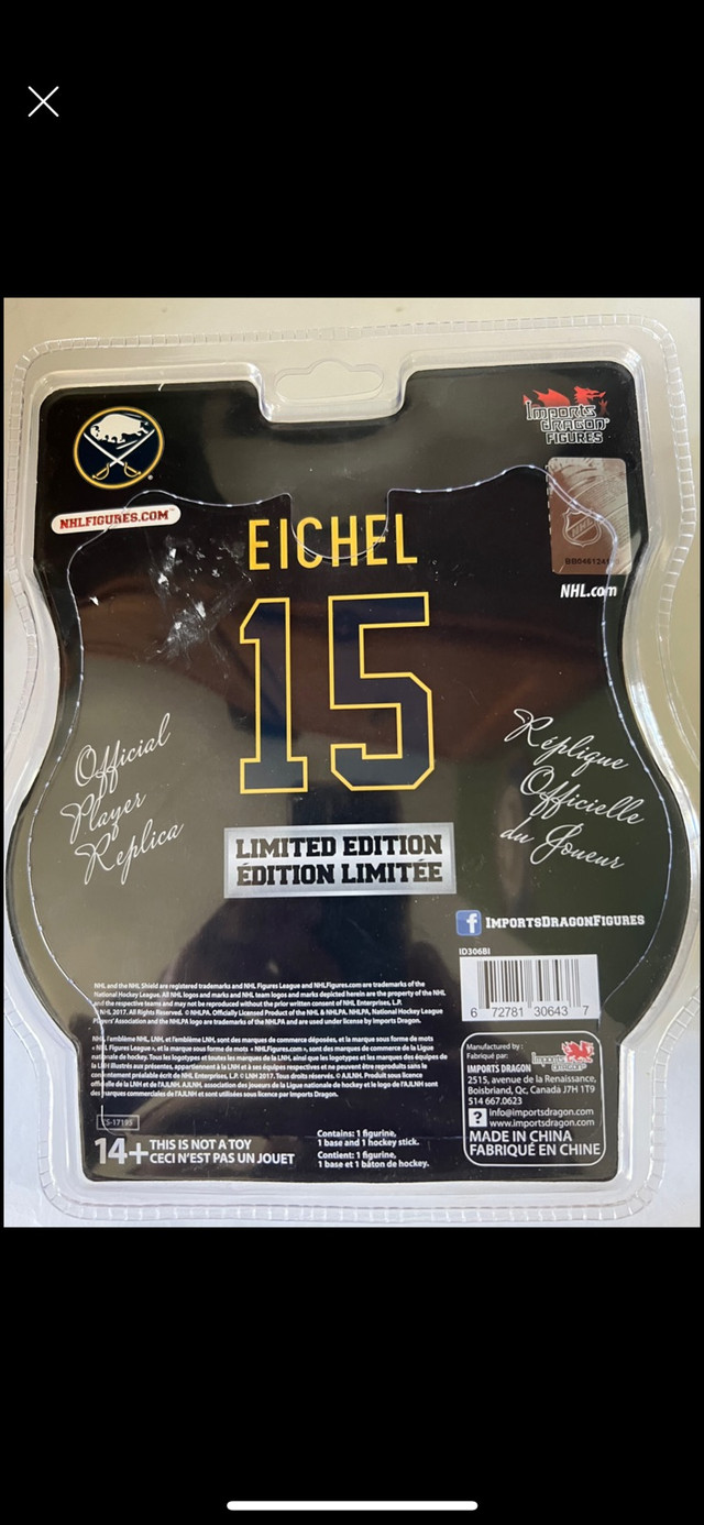Eichel NHL Hockey Buffalo Sabres Action Figure Imports Dragon  in Arts & Collectibles in Kingston - Image 4