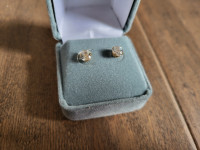Brand New 10KT Yellow Gold Cubic Zirconia Earrings For Sale
