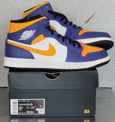 Sz 8.5 Nike Jordan 1 Mid Lakers Sneaker (31251001), View more
