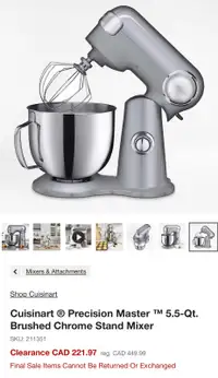 Cuisinart ® Precision Master  5.5-Qt. Brushed Chrome Stand Mixer