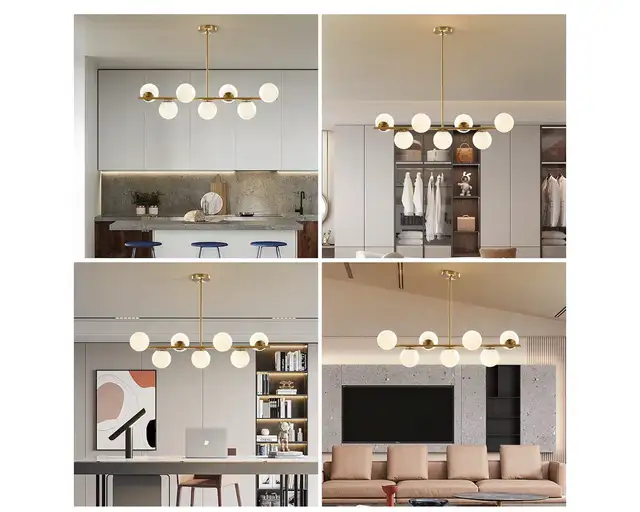Gold Chandeliers Brushed Brass Ceiling Pendant Light Globe in Indoor Lighting & Fans in Markham / York Region - Image 4