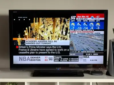 Selling my Sharp Aquos 46” LC TV. In perfect working condition, no burnouts or scratches on the scre...