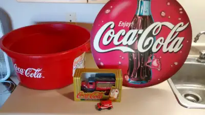 Coke Vintage Collectibles Lot; an ERTL Coca-Cola 1993-94 Diecast Metal Coin Bank Truck 1:25 scale In...