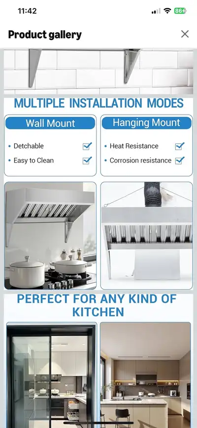 Garvee 4FT Commercial Grade Stainless Steel Vent Hood. NEW. Unop, View more