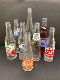 Sun Crest, Kist ,Brown’s etc. 1950’s Pop Bottles ( 8 ) 