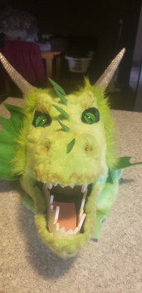 Green dragon moveable mouth halloween mask