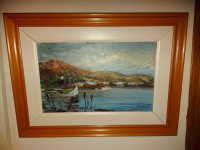 BEAUTIFUL VINTAGE 8.5" BY 14" IMPRESSIONIST OIL ON CANVAS SEA HA