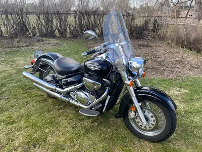 Black and chrome Suzuki Boulevard C50 (803cc) cruiser. Excellent condition. New tires. Comes with pa...