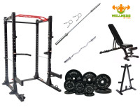 * NEW* Gym    setup -Commercial Rack+   bench + barbell + 245lbs