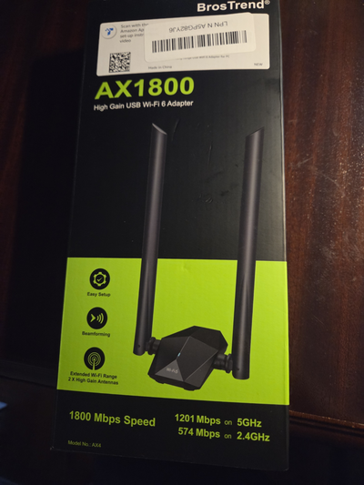 BrosTrend 1800Mbps USB WiFi 6 Adapter Long Range, High Gain USB, View more
