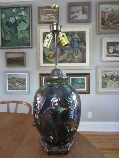RARE Large Herman Kahler Pottery Lamp c. 1910-1930 Pristine, View more