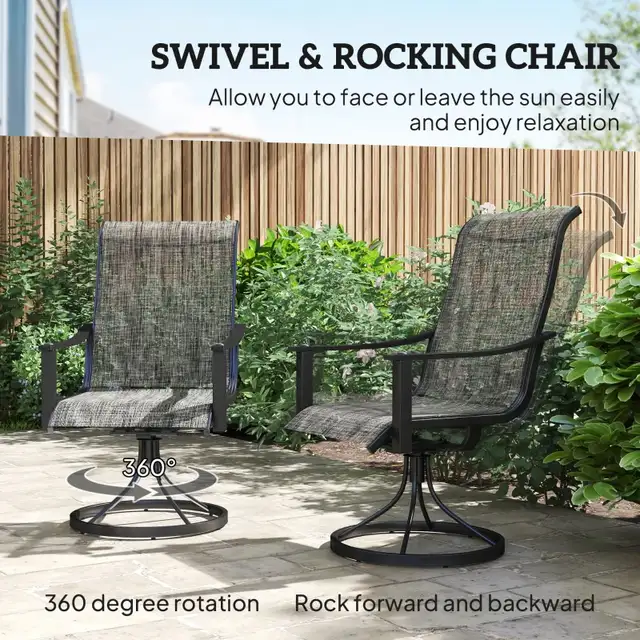 2pc Rocking Swivel Patio Chairs, Mesh Outdoor Swivel Dining in Chairs & Recliners in Markham / York Region - Image 5