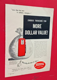 RARE VINTAGE 1952 TOKHEIM GAS PUMPS ORIG AD - 50S FUEL