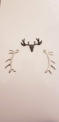 Silver Antler & Skull Jewelry Earring & Necklace Pendant DIY