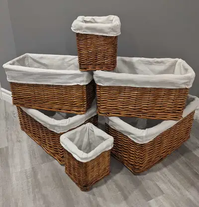 Heavy Duty Wicker Basket Set w/ Removable Washable Liner, View more