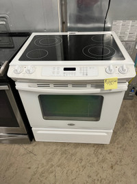Whirlpool white slide in glass top stove 