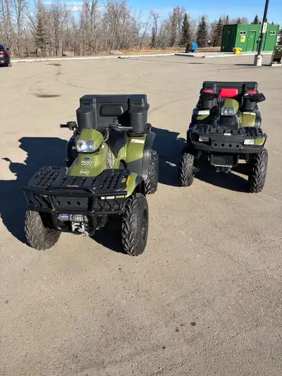 2 Polaris Sportsman’s both 500s 1 fully geared up The other stock setup 1998 and 2000 Very low kms,...