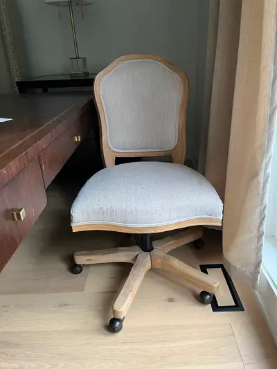 Upholstered Wood Swivel Desk Chair, View more