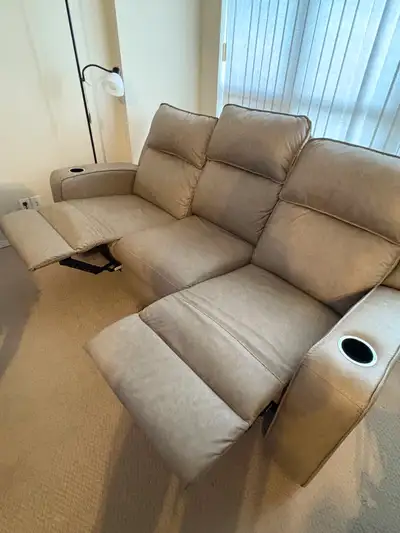 Recliner Sofa with drop down table, View more