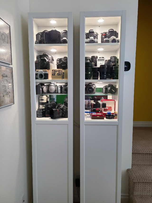 Ikea white Billy bookcase with lights and doors Bookcases & Shelving Units Calgary Kijiji