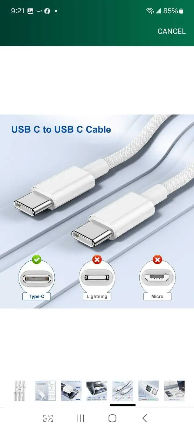 3Pack Type C to Type C Fast Charging Cord for iPhone16/15,USB C in General Electronics in Markham / York Region - Image 7
