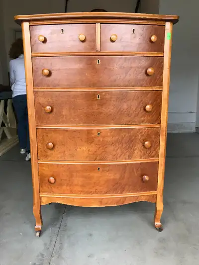 Beautiful Antique Highboy Dresser - Birds Eye Maple, View more