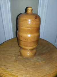 Wood Turned BC Alder Container with Lid 7"H and 3" in Diameter