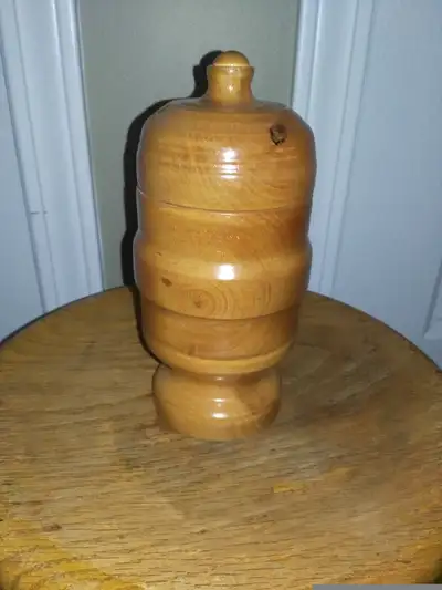 Wood Turned BC Alder Container with Lid 7"H and 3" in Diameter, View more