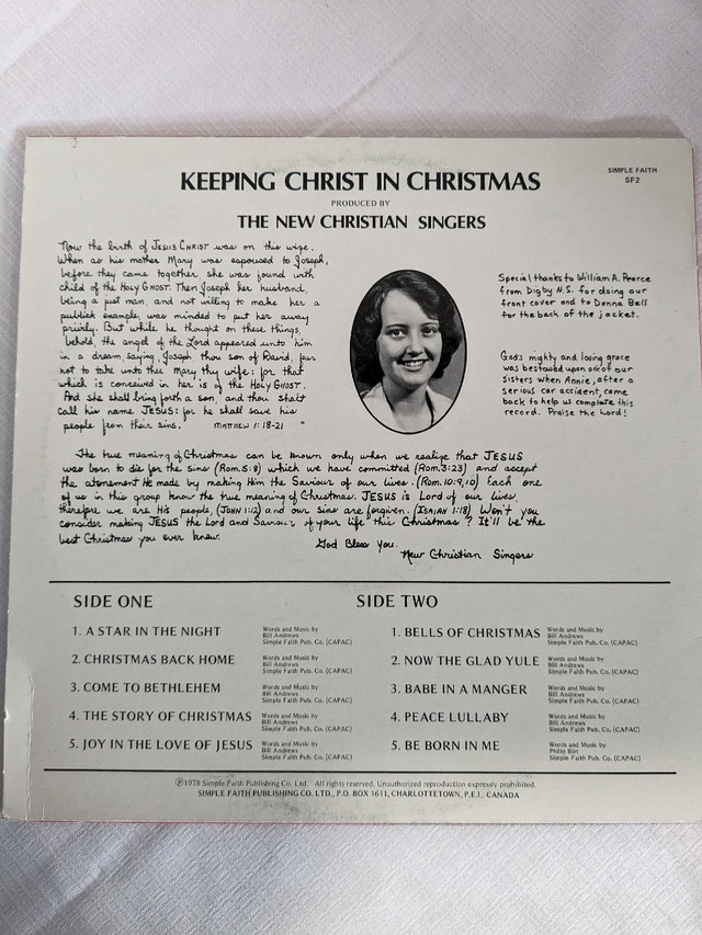 VTG "Keeping Christ in Christmas" vinyl record 1978 in CDs, DVDs & Blu-ray in Charlottetown - Image 2