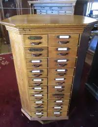 Antique Oak Library Cabinet Rotating 50 Drawers