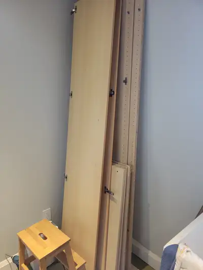 (2) Ikea Pax doors 230cmx50cm and (2) shelves 100cmx60cm. Doors are pine/birch veneer and include hi...