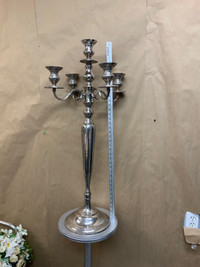 Vintage brass candelabra 40” tall 5 candleholders. 