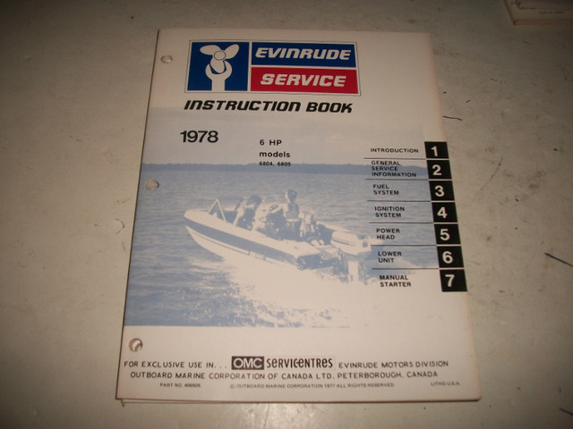 1978 EVINRUDE OUTBOARDS SHOP SERVICE MANUALS in Boat Parts, Trailers & Accessories in Belleville - Image 3