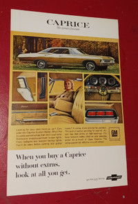CLASSIC ORIG 1967 CHEVY CAPRICE SEDAN VINTAGE CAR AD AFFICHE