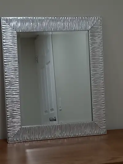 Modern Silver Textured Wall Mirror (64 x 55 cm) – Excellent Cond, View more