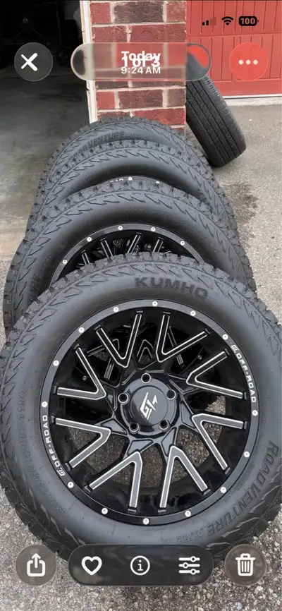 Set of four GT Off Road rims with Kumho tires 33x12.5x20 Used 1 summer, basically still brand new, 9...