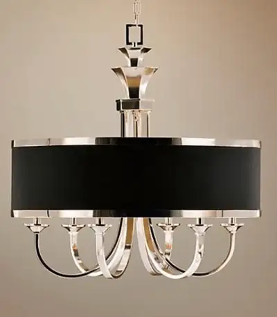 Uttermost Tuxedo 6-Light Shaded Drum Chandelier, Black/Nickel, View more