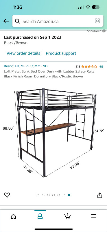 Loft bed with desk-8 months old like brand new in Beds & Mattresses in Strathcona County - Image 2