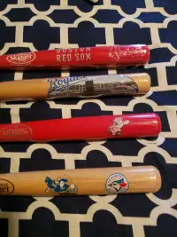 MLB mini bats and NHL mini sticks