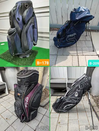 8 – GOLF BAGS – High End to Entry Level – See Description, Voir plus