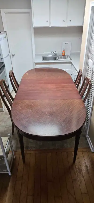 Vintage Solid Wood Dining Table With 3 Partitions And 4, View more