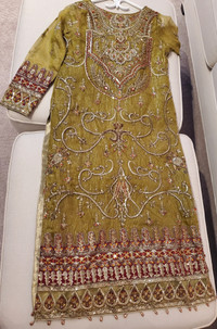 Olive Green Formal Pakistani/Indian Outfit