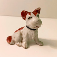 Vintage Scottie Terrier Dog Ceramic Figurine White Brown