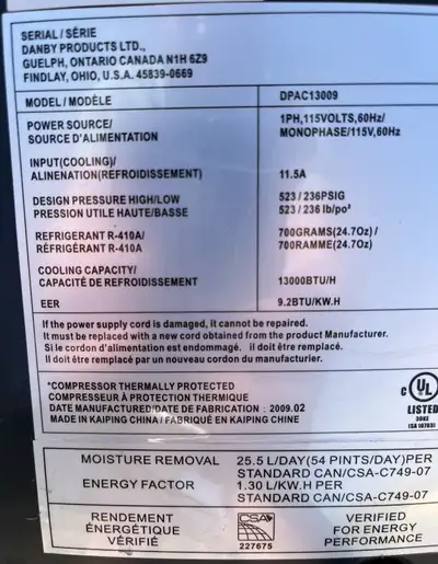 Danby Portable Air Conditioner "PARTS!", View more