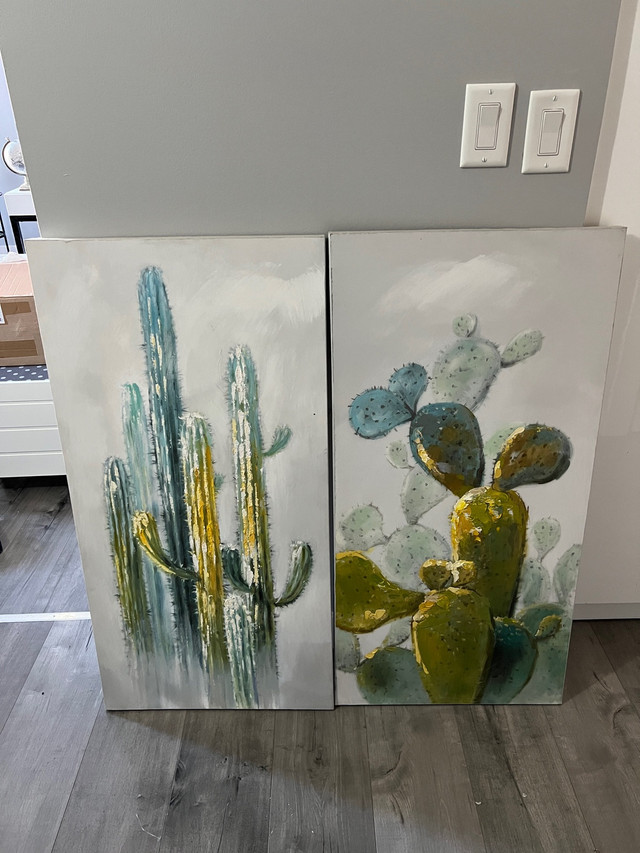 Cactus art, arrow art, curtins, night stand, side table, toy  in Home Décor & Accents in Saskatoon