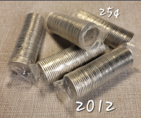Rouleaux Canada 25 Cents 2012 Canadian rolls of quarters.