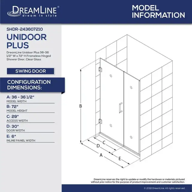 DREAMLINE SHOWER DOORS AND ACCESSORIES (3 BOXES) -$990 in Plumbing, Sinks, Toilets & Showers in Calgary - Image 5